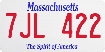 MA license plate 7JL422