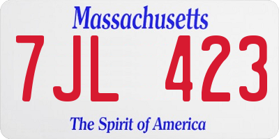 MA license plate 7JL423
