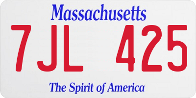 MA license plate 7JL425