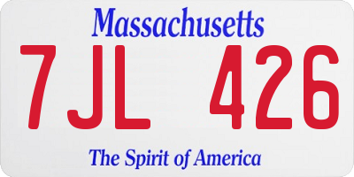MA license plate 7JL426