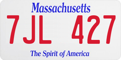 MA license plate 7JL427