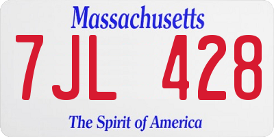 MA license plate 7JL428