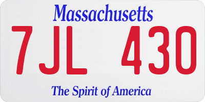 MA license plate 7JL430