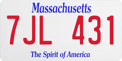 MA license plate 7JL431