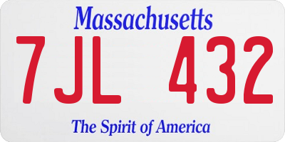 MA license plate 7JL432