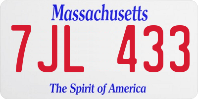 MA license plate 7JL433