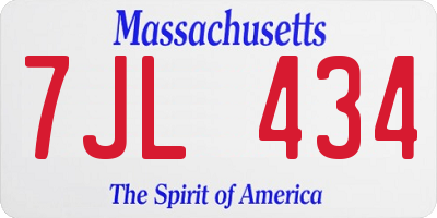MA license plate 7JL434