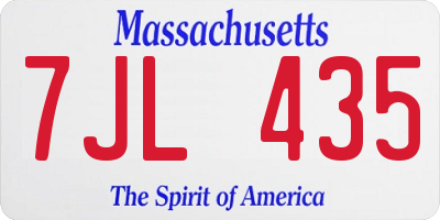 MA license plate 7JL435