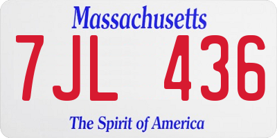 MA license plate 7JL436