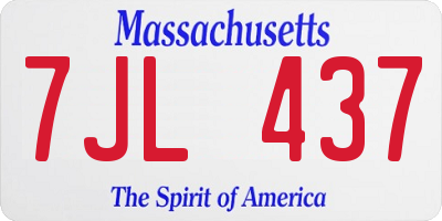MA license plate 7JL437