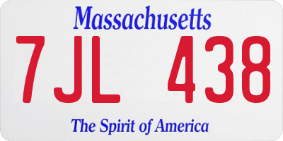 MA license plate 7JL438