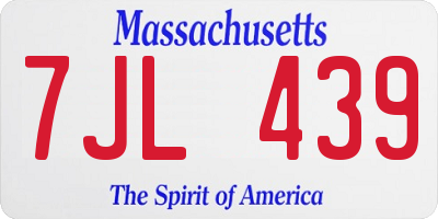 MA license plate 7JL439