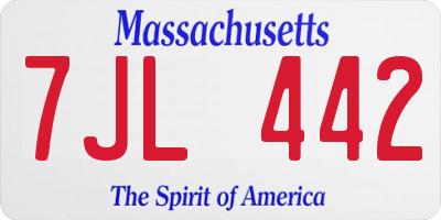 MA license plate 7JL442