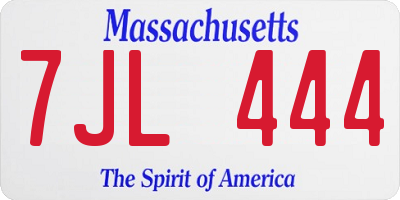 MA license plate 7JL444