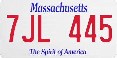 MA license plate 7JL445