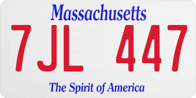 MA license plate 7JL447