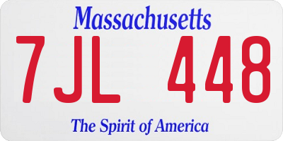 MA license plate 7JL448