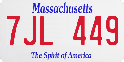 MA license plate 7JL449