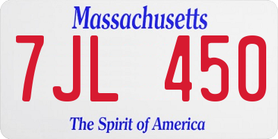 MA license plate 7JL450