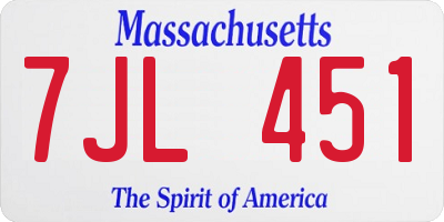 MA license plate 7JL451