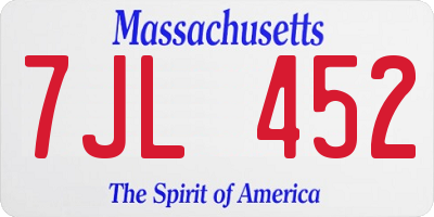 MA license plate 7JL452