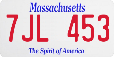 MA license plate 7JL453