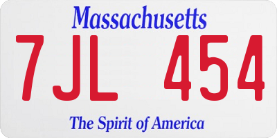 MA license plate 7JL454