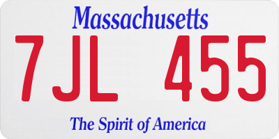 MA license plate 7JL455