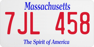 MA license plate 7JL458