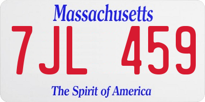 MA license plate 7JL459