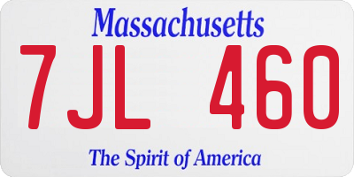MA license plate 7JL460