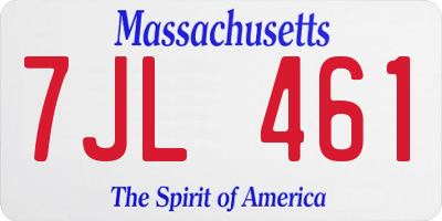 MA license plate 7JL461