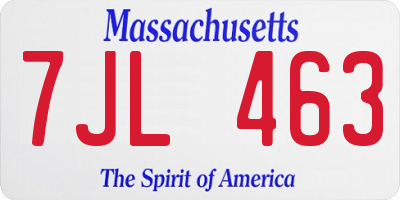 MA license plate 7JL463