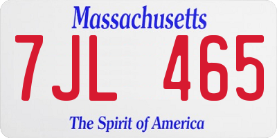 MA license plate 7JL465