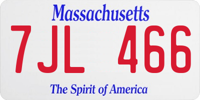 MA license plate 7JL466