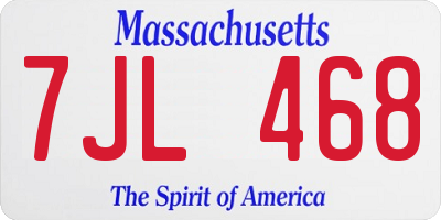 MA license plate 7JL468