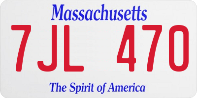 MA license plate 7JL470