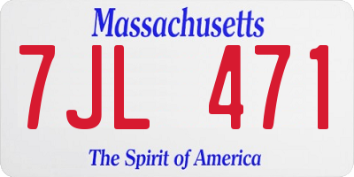 MA license plate 7JL471