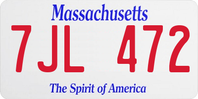 MA license plate 7JL472
