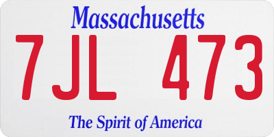 MA license plate 7JL473