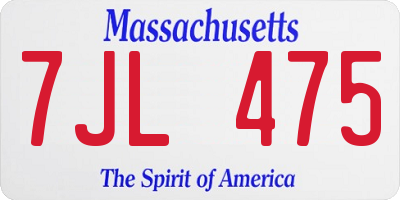 MA license plate 7JL475