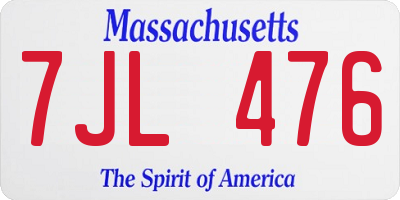 MA license plate 7JL476