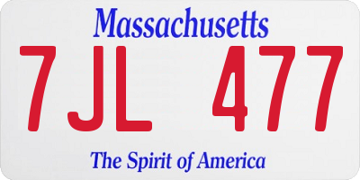 MA license plate 7JL477