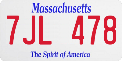 MA license plate 7JL478