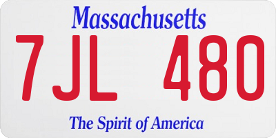MA license plate 7JL480