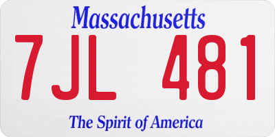 MA license plate 7JL481