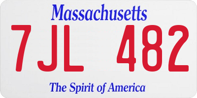 MA license plate 7JL482