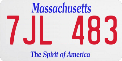 MA license plate 7JL483
