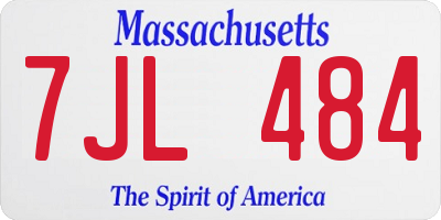 MA license plate 7JL484