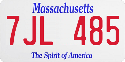 MA license plate 7JL485